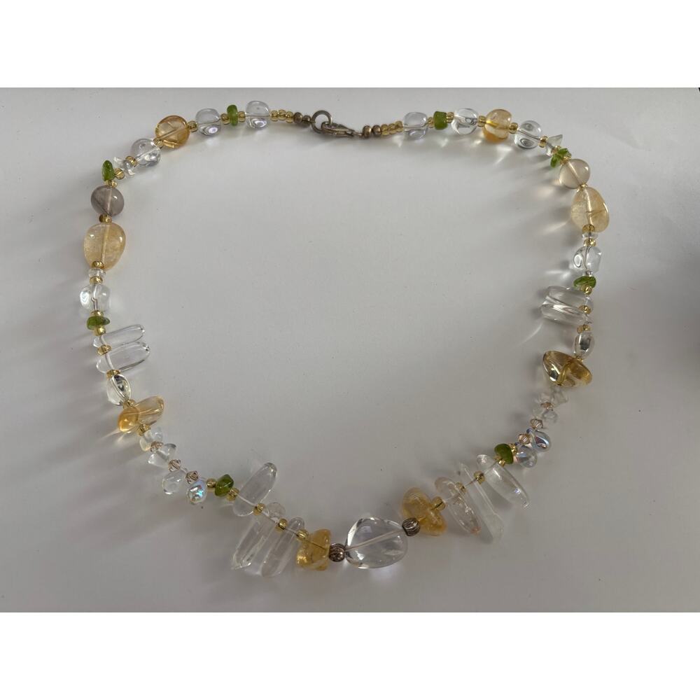 Multi Gemstone Nuggets Necklace Sterling Silver Clasp